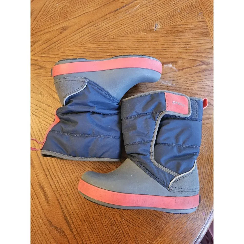 Crocs Kids Lodgepoint‎ Blue Red Gray Snow Boots - Size 12 Winter